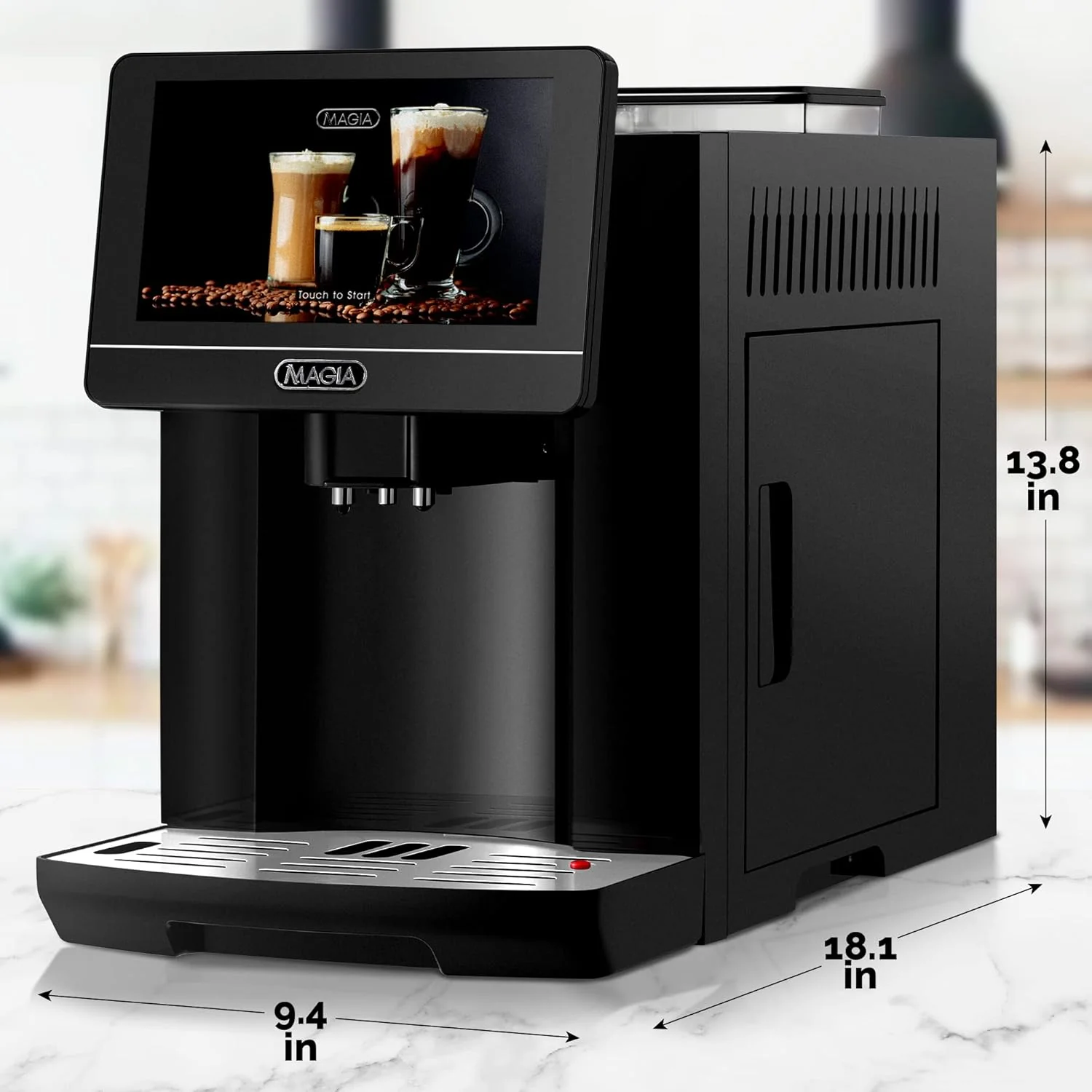 Automatic Coffee Espresso Machine With Grinder 7” Touch Screen, 20 Coffee Recipes, 10 User Profiles
