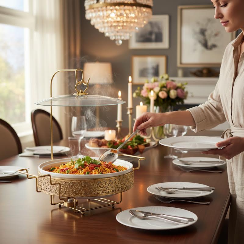 3.5Lt Ceramic Chafing Dish Gold