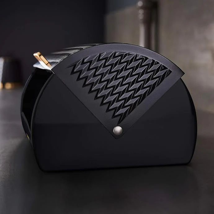 CH Waves Design Rolltop Bread Bin Black