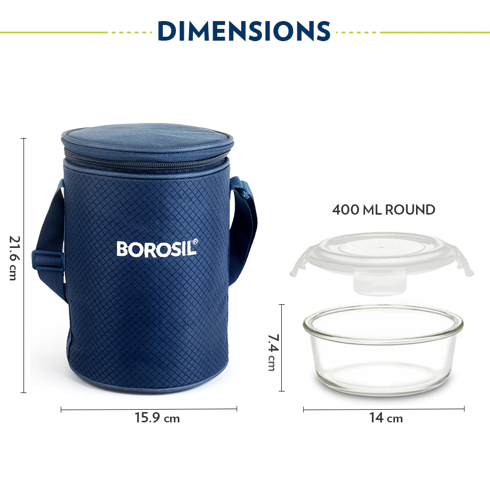 Smile Glass Lunch Box, Round x 3 (Tall), Set of 3, 400ml