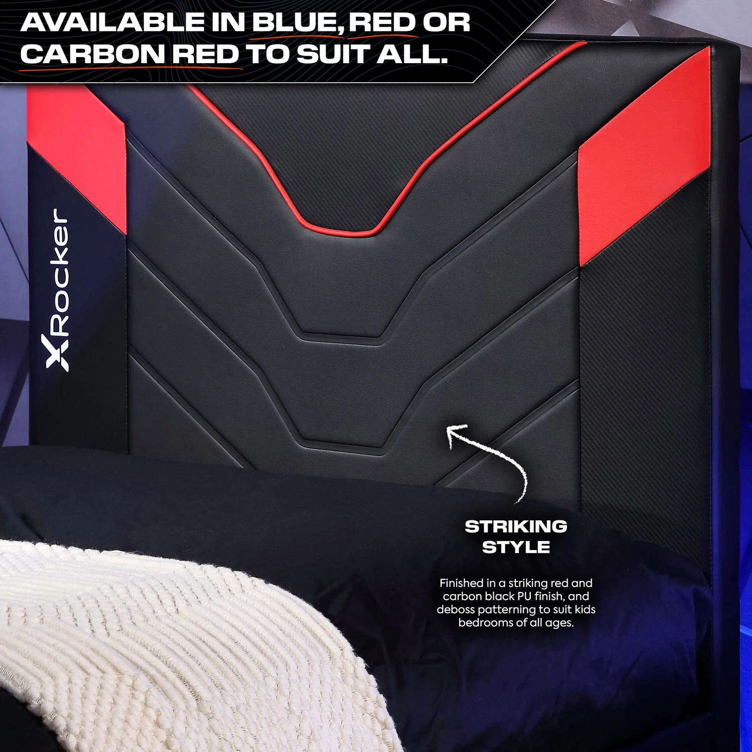 Cerberus Twist Single TV Gaming Bed - Black / Red