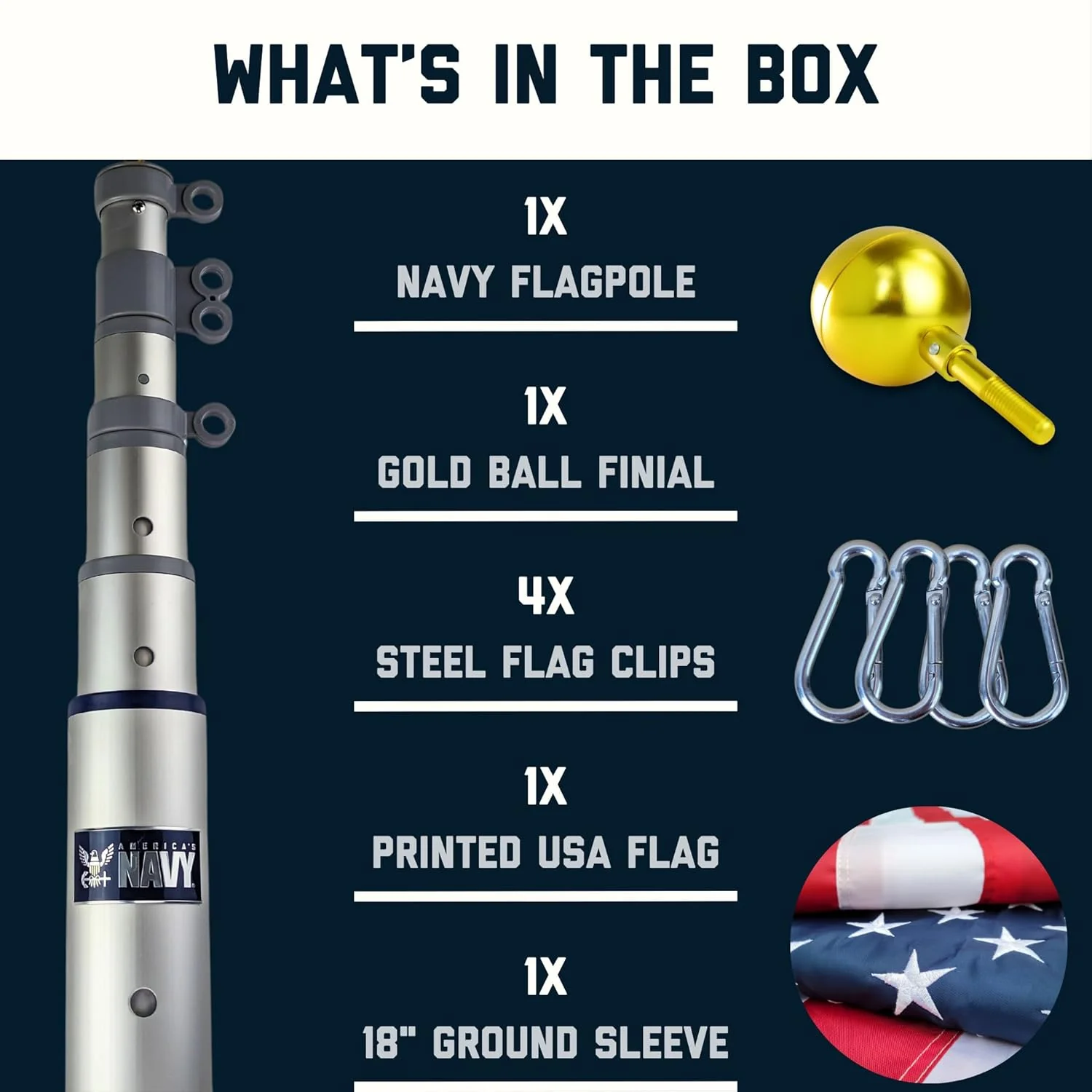 Heavy Duty Telescoping Flagpole Kit, 25 Foot