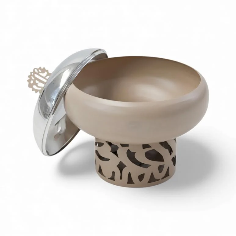 800ml Sugar Bowl Beige & Stainless Steel