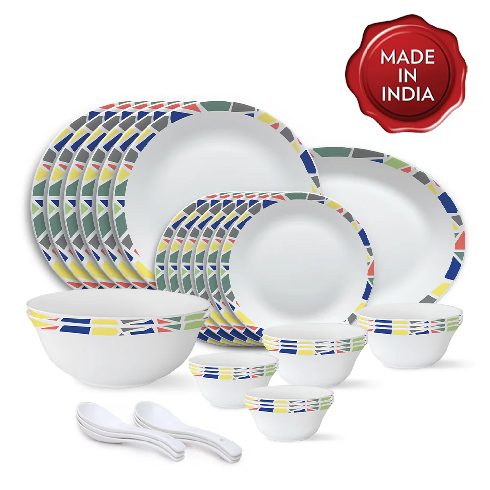 Larah by Borosil Garnet Dinner Set, 33 pc