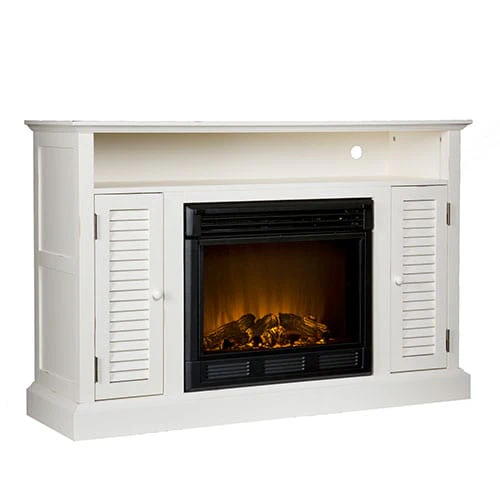 Antebellum Electric Fireplace Media Cabinet in Antique White- FE9306