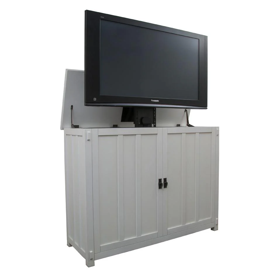 The Elevate 72013 White Mission Style Smart TV Lift Cabinet for 50 Inch Flat screen TVs