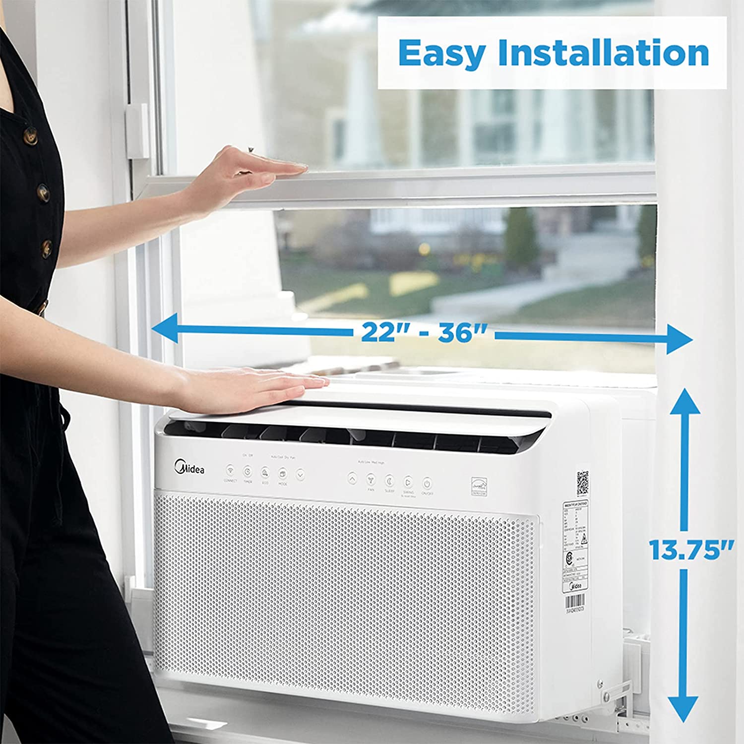 Smart Inverter Window Air Conditioner, Cools up to 350 Sq. Ft. 35% Energy Savings, Remote Control