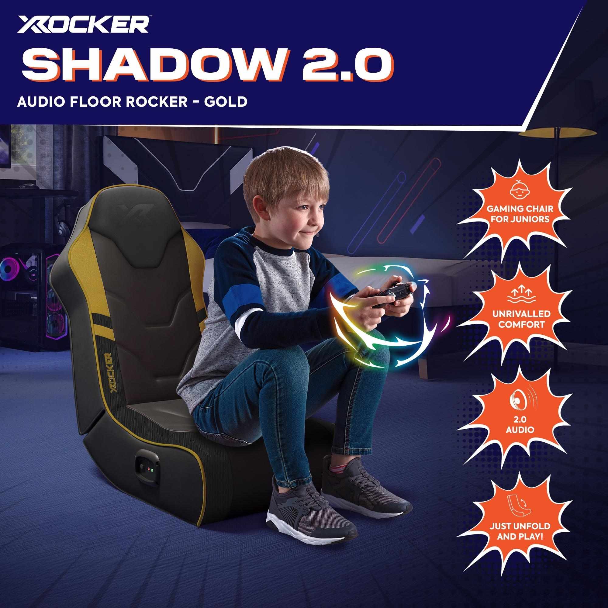 Shadow 2.0 Audio Floor Rocker Gaming Chair for Kids - Black / Gold