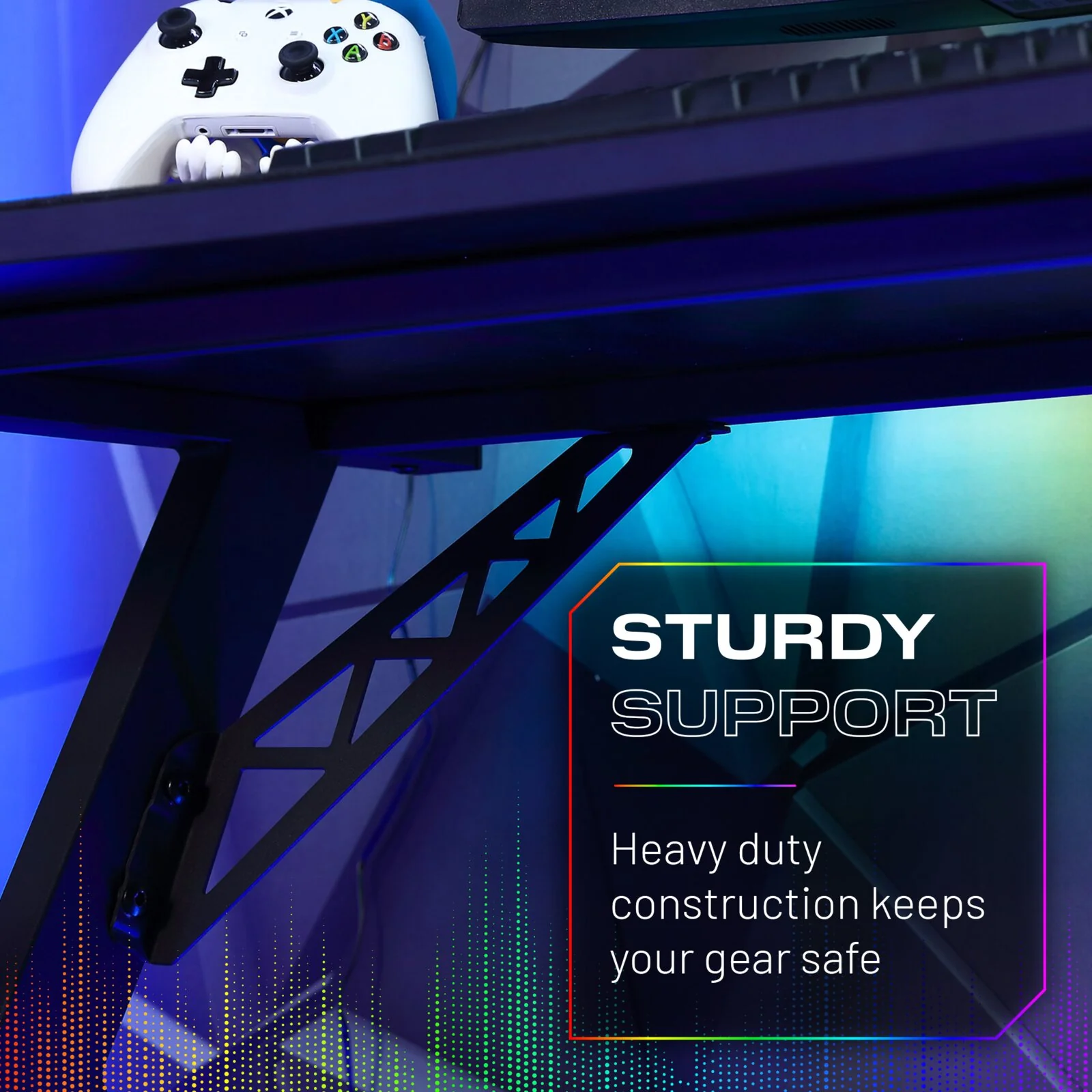 Lumio 110cm LED Gaming Desk with Full Mousepad - Carbon Black RGB