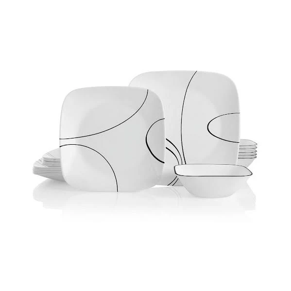 Corelle 18 Piece Simple Lines Dinner Set White