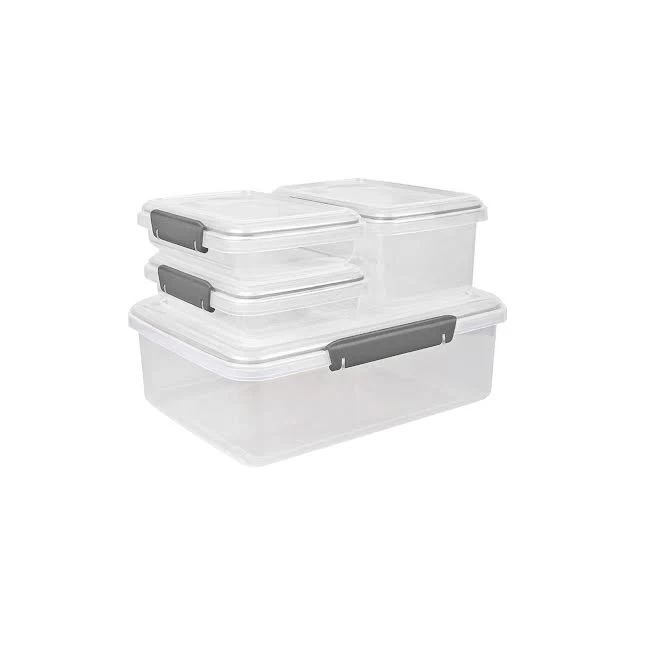 CH 4 Piece Rectangular Beta Clip Container Set Grey