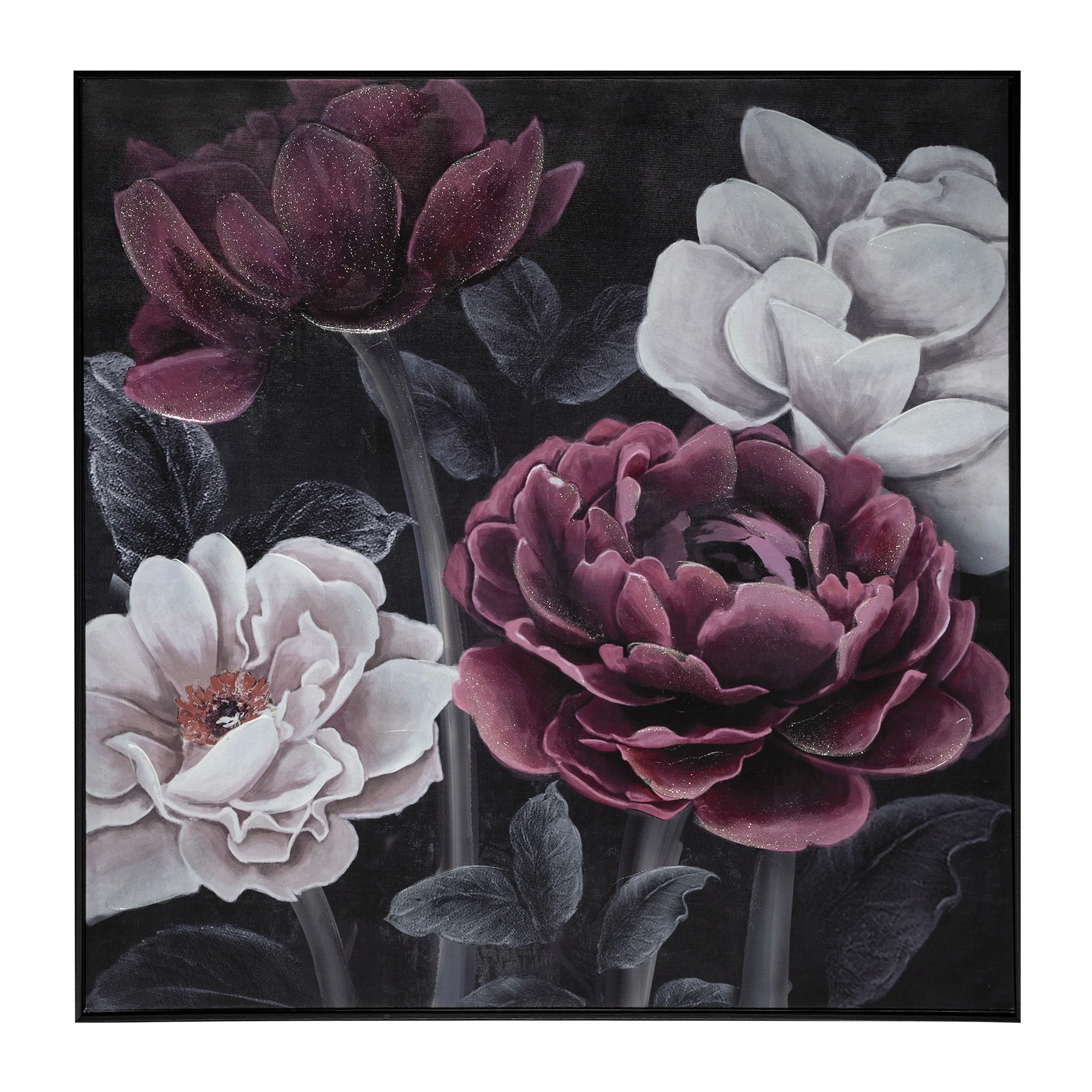 Atmosphera Fleurs Painted Canvas Black