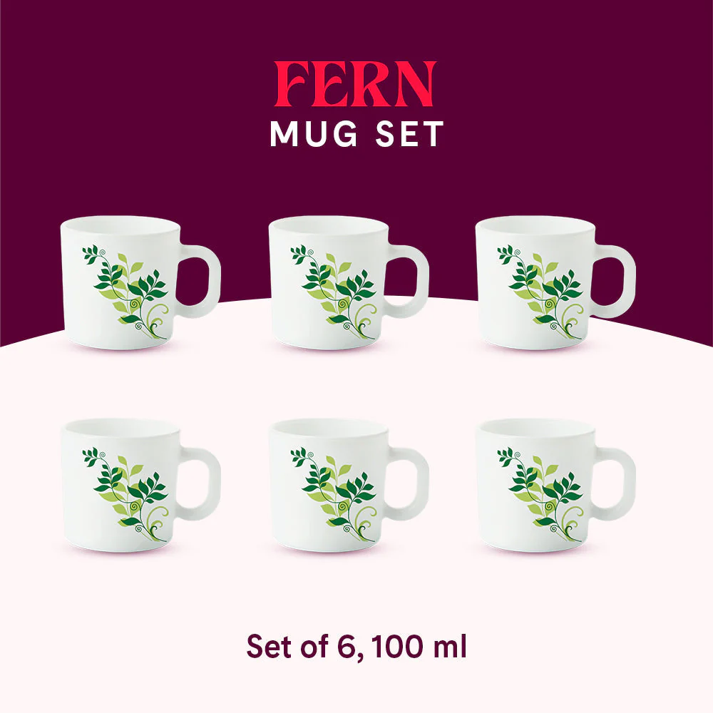 Larah by Borosil Fern Mug Set, 240ml x 2