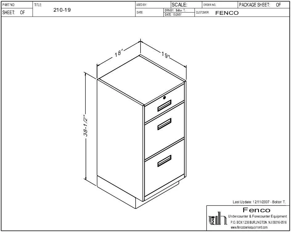 Fenco 210 Goldline Pedestal Unit with 1 Locking Box Drawer and 2 Legal Drawers