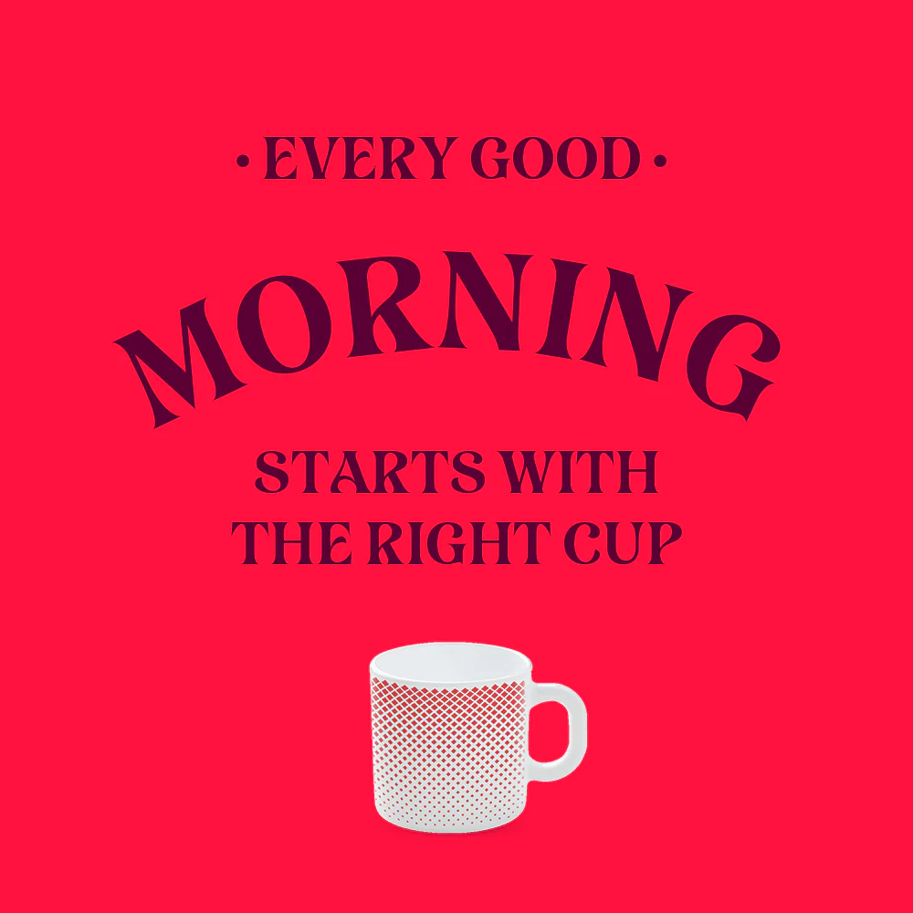 Larah by Borosil Ruby Pixel Mug Set, 180ml x 12