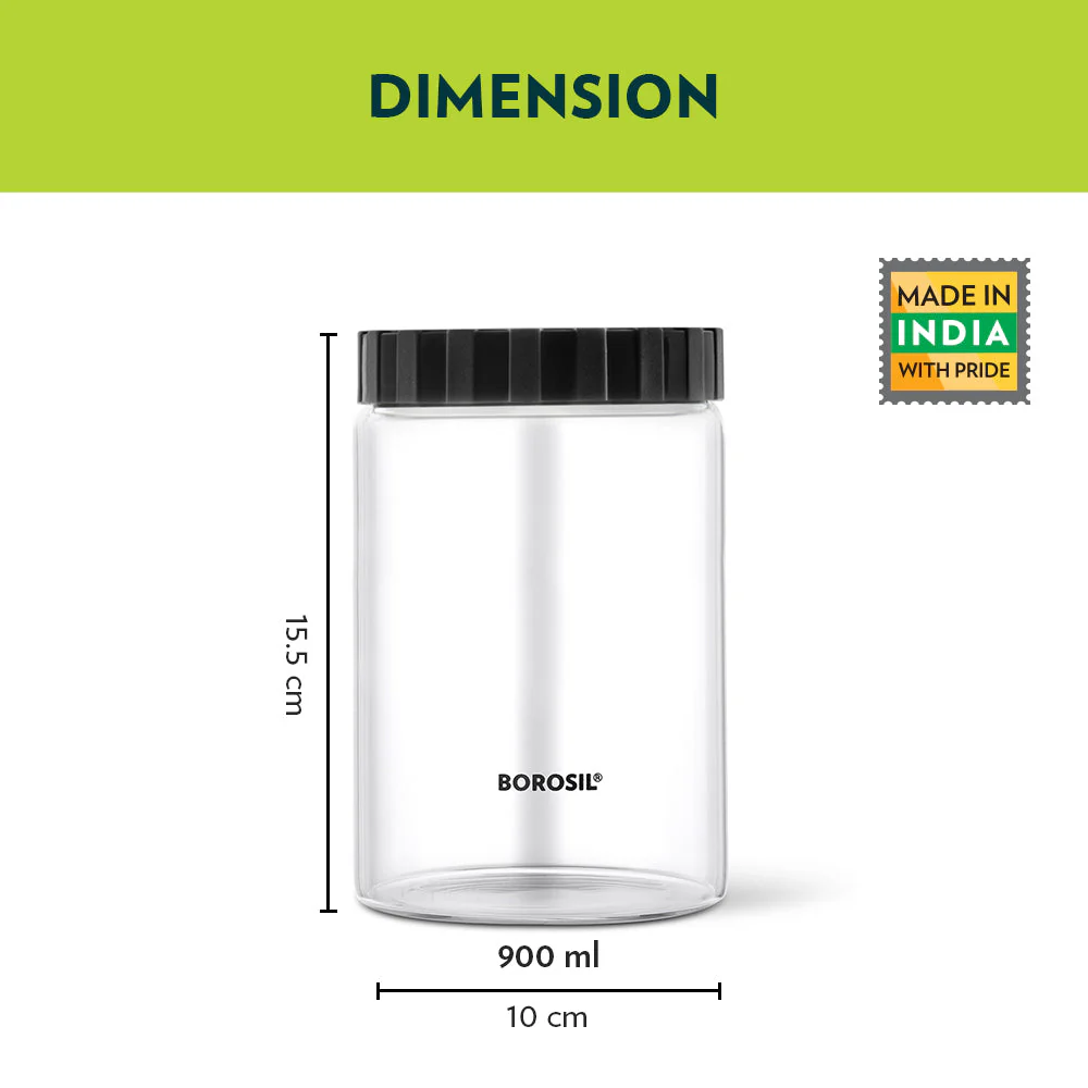 Endura Airtight Glass Jar with Black Lid, Personalise