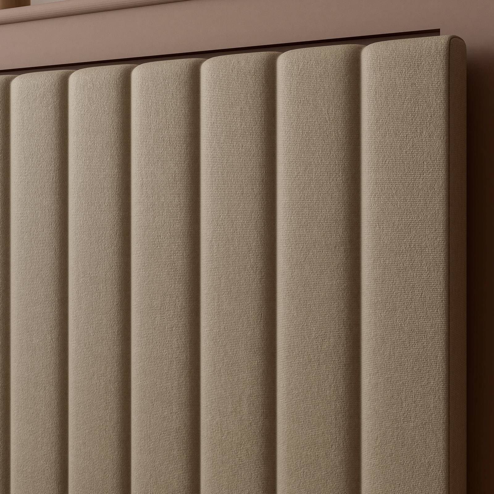 Maisie Upholstered Velvet LED Ottoman TV Bed - Natural Stone (2 Sizes)