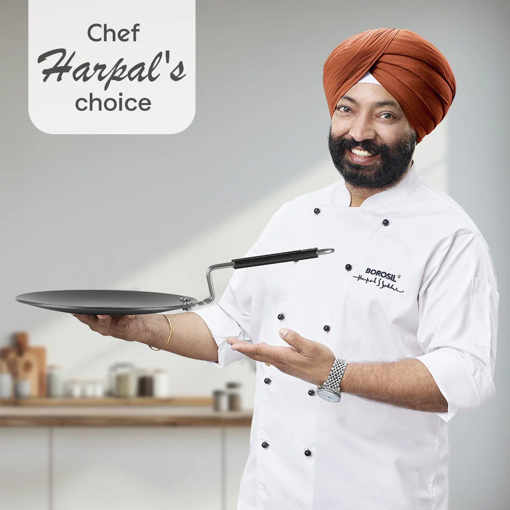 Hard Anodized Concave Tawa, 25 cm