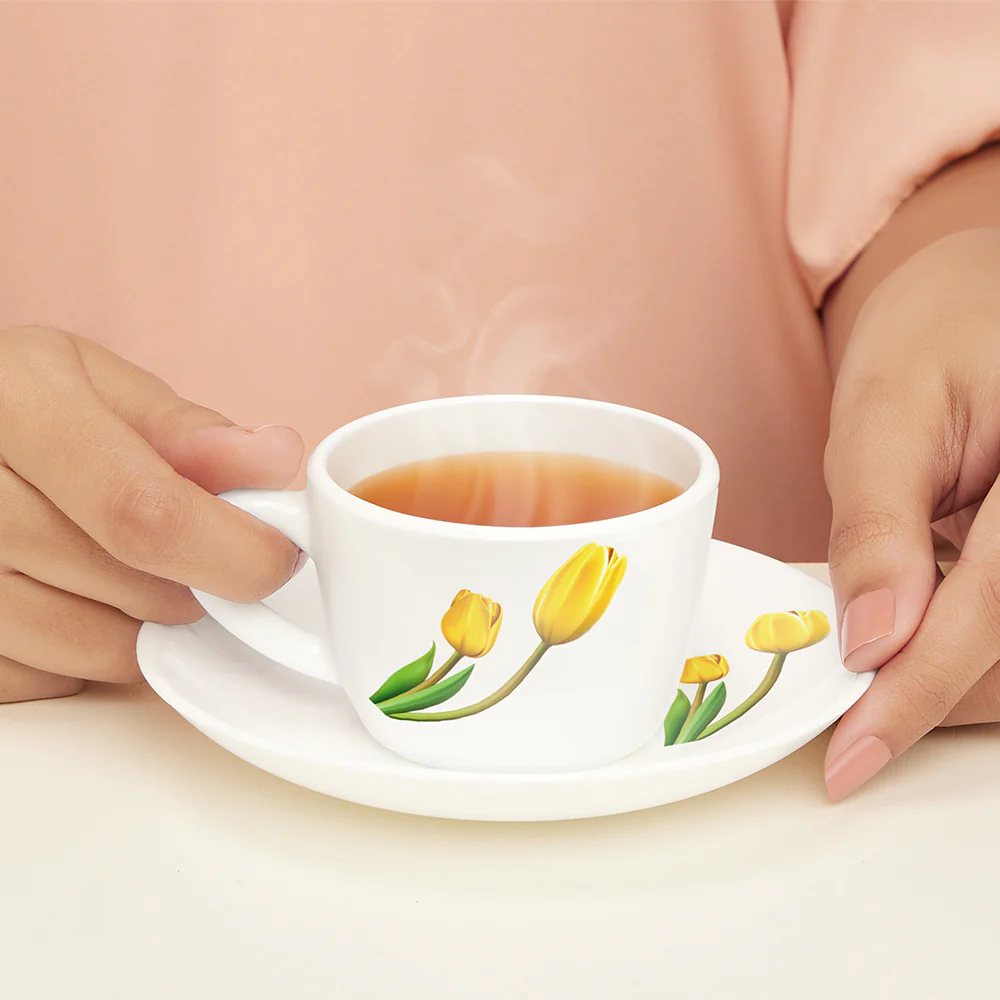 Larah by Borosil Lyana Cup n Saucer Set, 140ml x 12