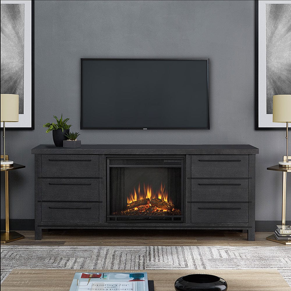 Parsons Electric Fireplace Entertainment Center in Antique Gray