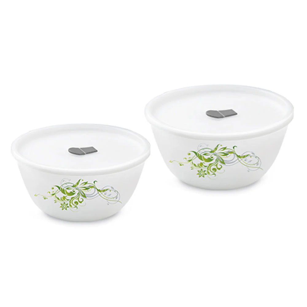 Larah by Borosil Erba Mixing Bowl Set w Lid, 500ml + 750ml + 1 L