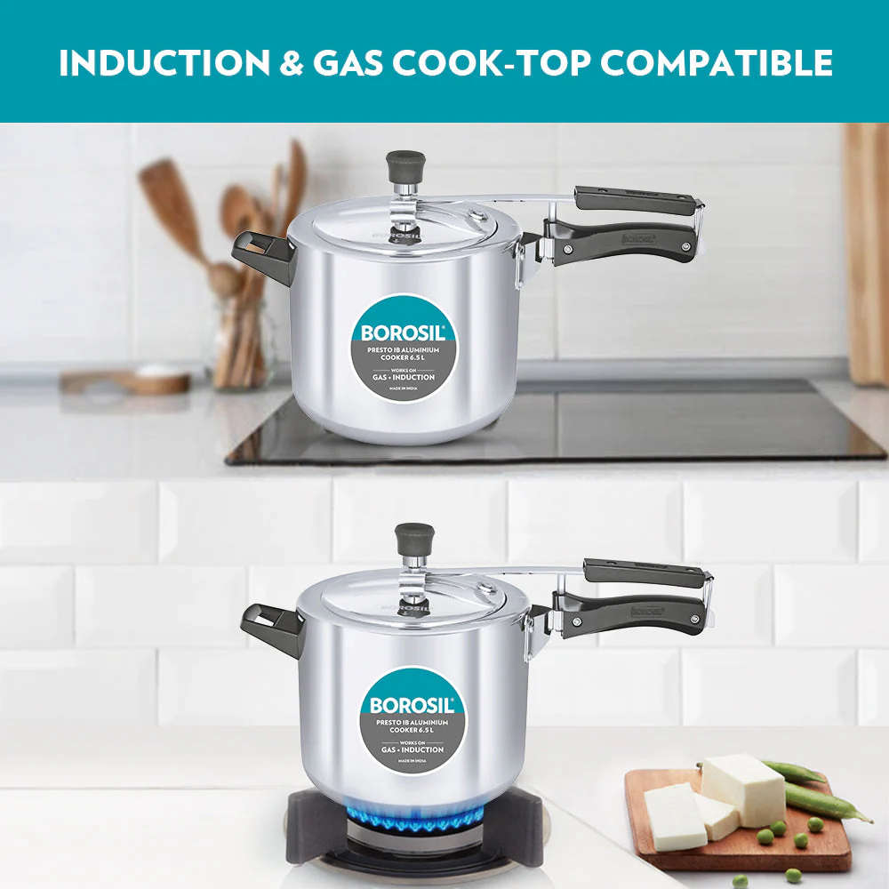 Borosil Presto Aluminium Pressure Cooker, 6.5L