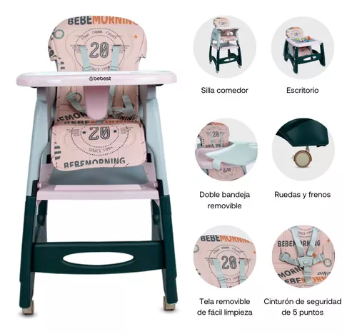 SILLA COMEDOR ESCRITORIO DUO DESK YY71 BEBESIT ROSADO