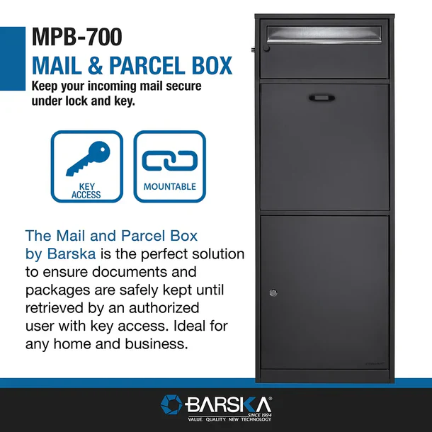 Barska CB13704 Dual Compartment Locking Mail and Parcel Box MPB-700