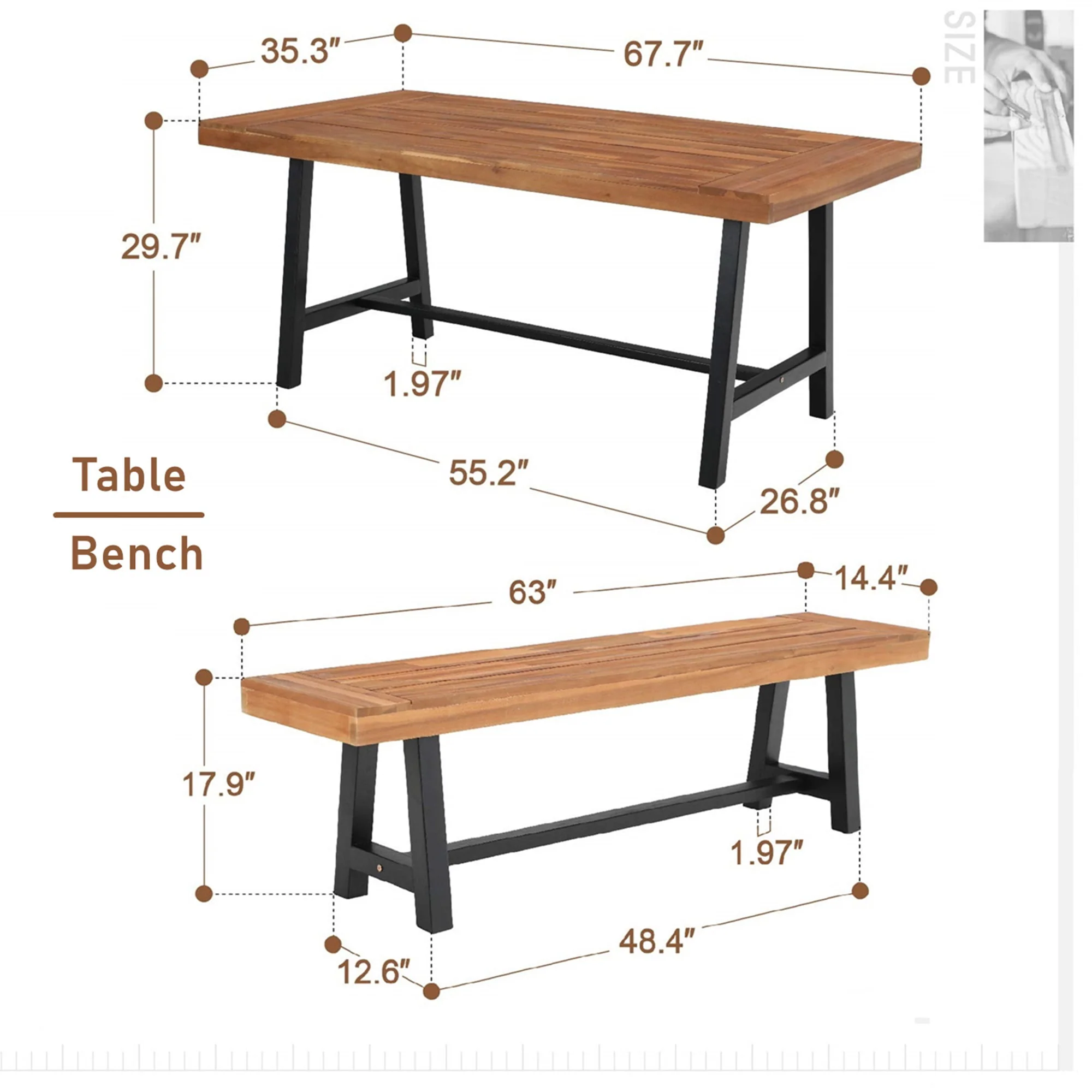 6-Person Patio Seating Group with Cushions, Black & Brown