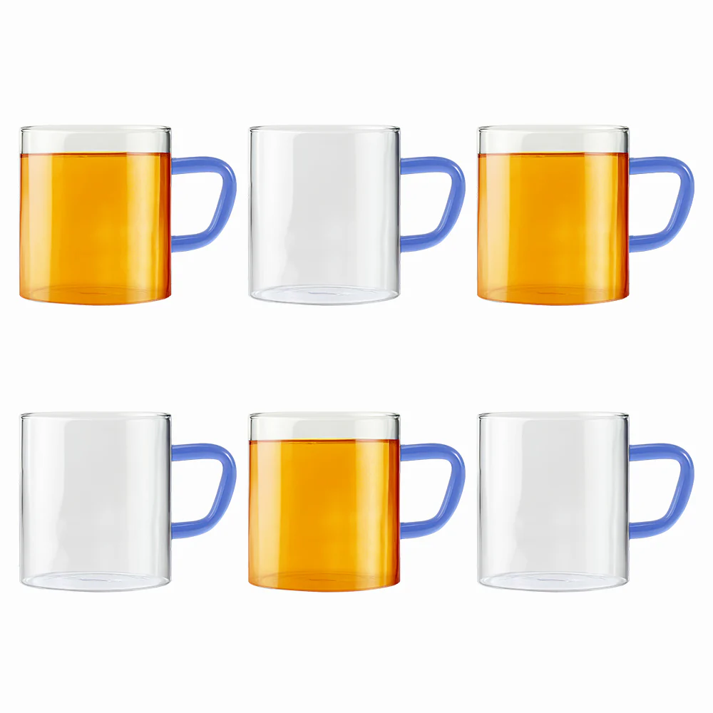 Borosil Blue Vision Classic Mug Set, 190ml x 6
