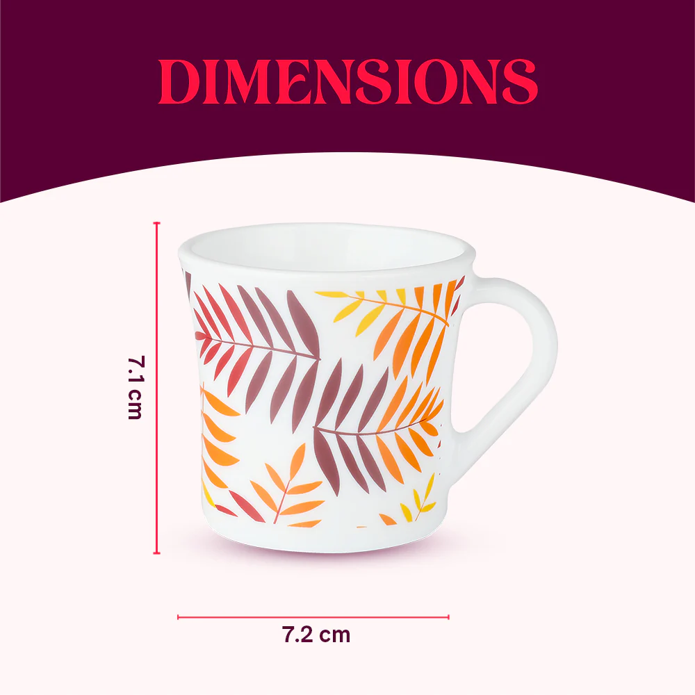 Larah by Borosil Crysta Costa Mug Set, 160ml x 6