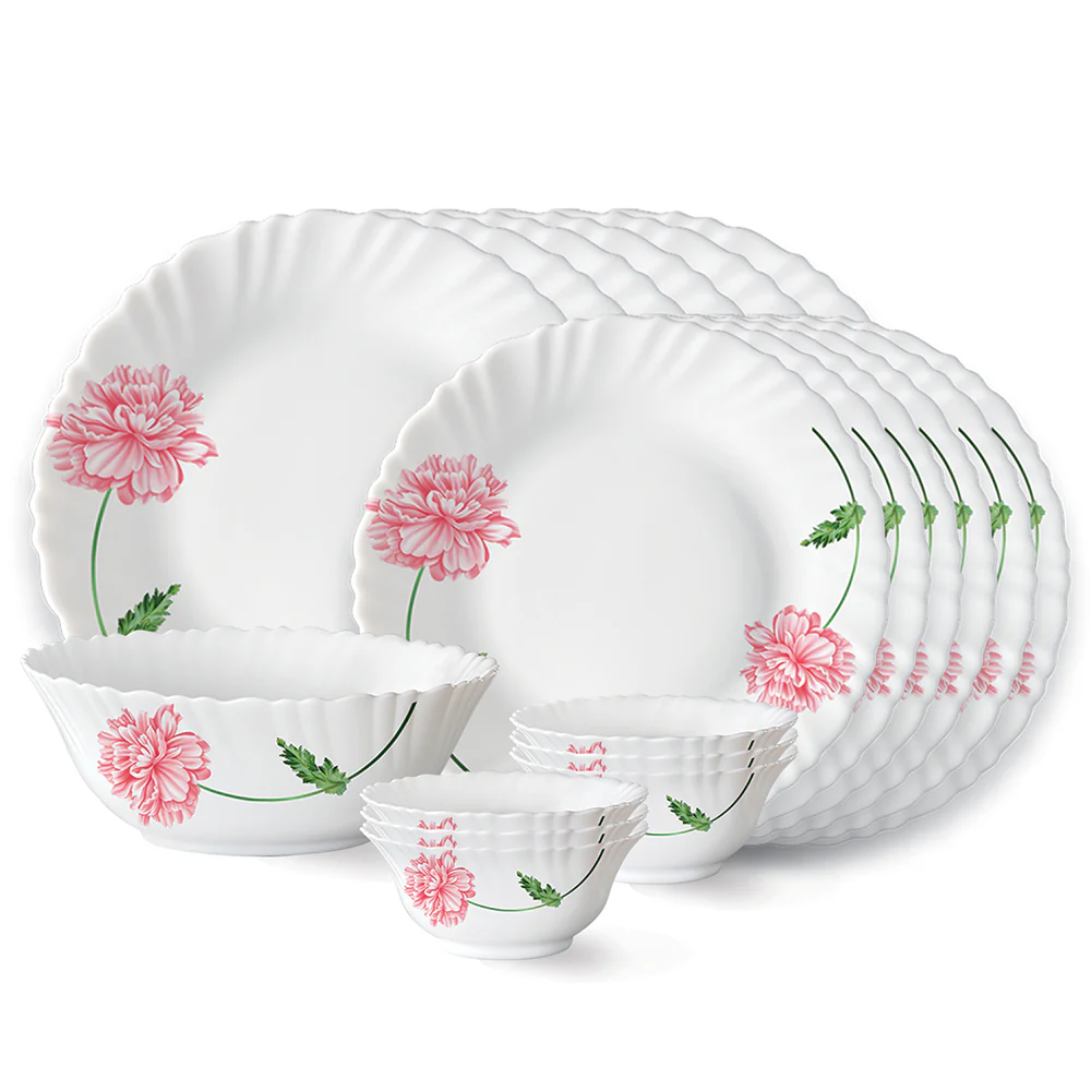 Larah by Borosil Red Mist Dinner Set, 19 pc