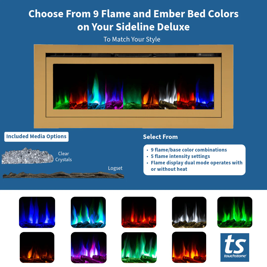 The Sideline Deluxe Gold 50 Inch Recessed Smart Electric Fireplace 86275