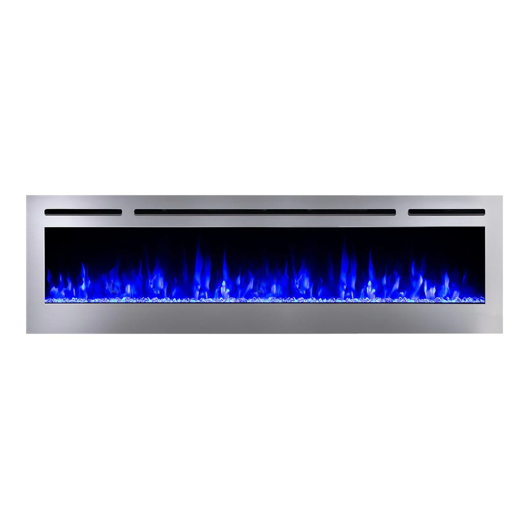 The Sideline Deluxe Stainless Steel 72 Inch Recessed Smart Electric Fireplace 86279
