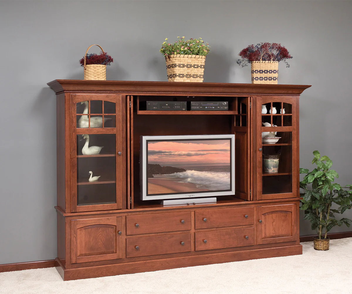 Amish Deluxe TV Cabinet With Two Stereo Sides
