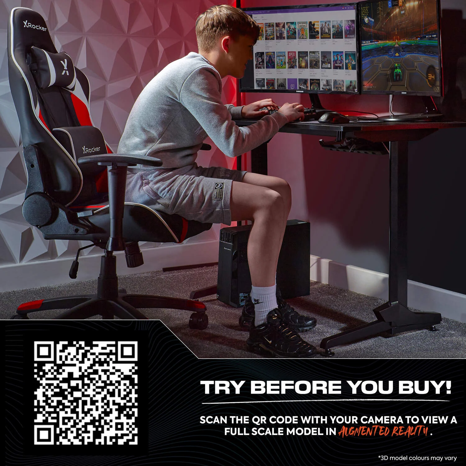 Agility Compact Ergonomic eSports Gaming Chair for Juniors - Black / Red