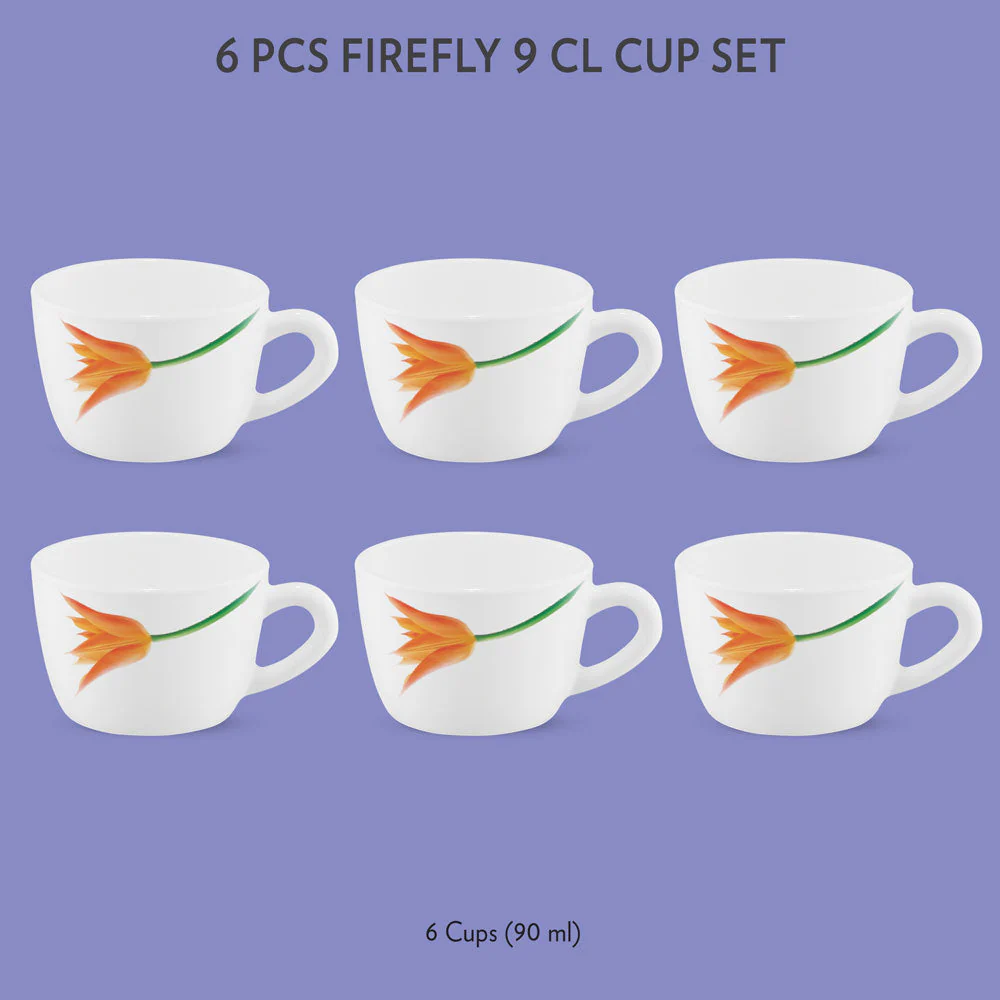 Larah by Borosil Firefly Cup Set, 90ml x 6
