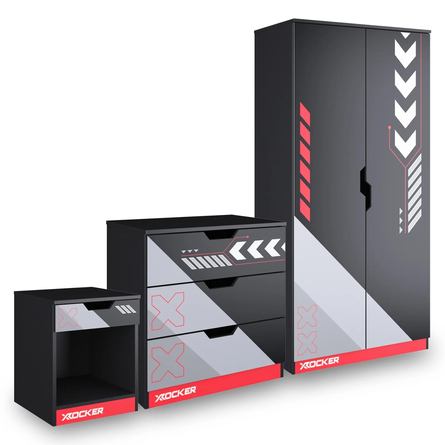 Octane 3 Piece Bedroom Furniture Set - Red