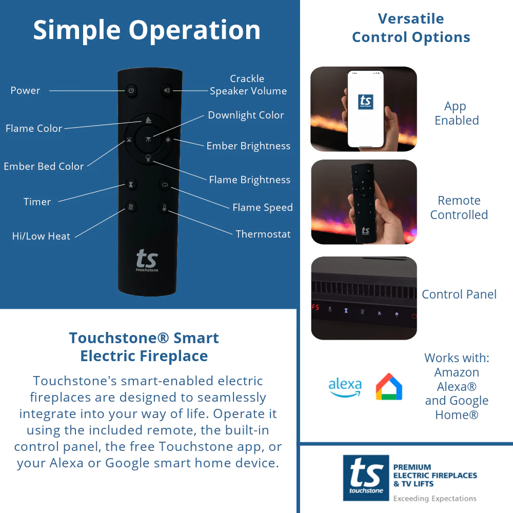 Fireplug™ Pro 33 inch Smart Electric Fireplace Insert with Fire Crackle Sound 80072
