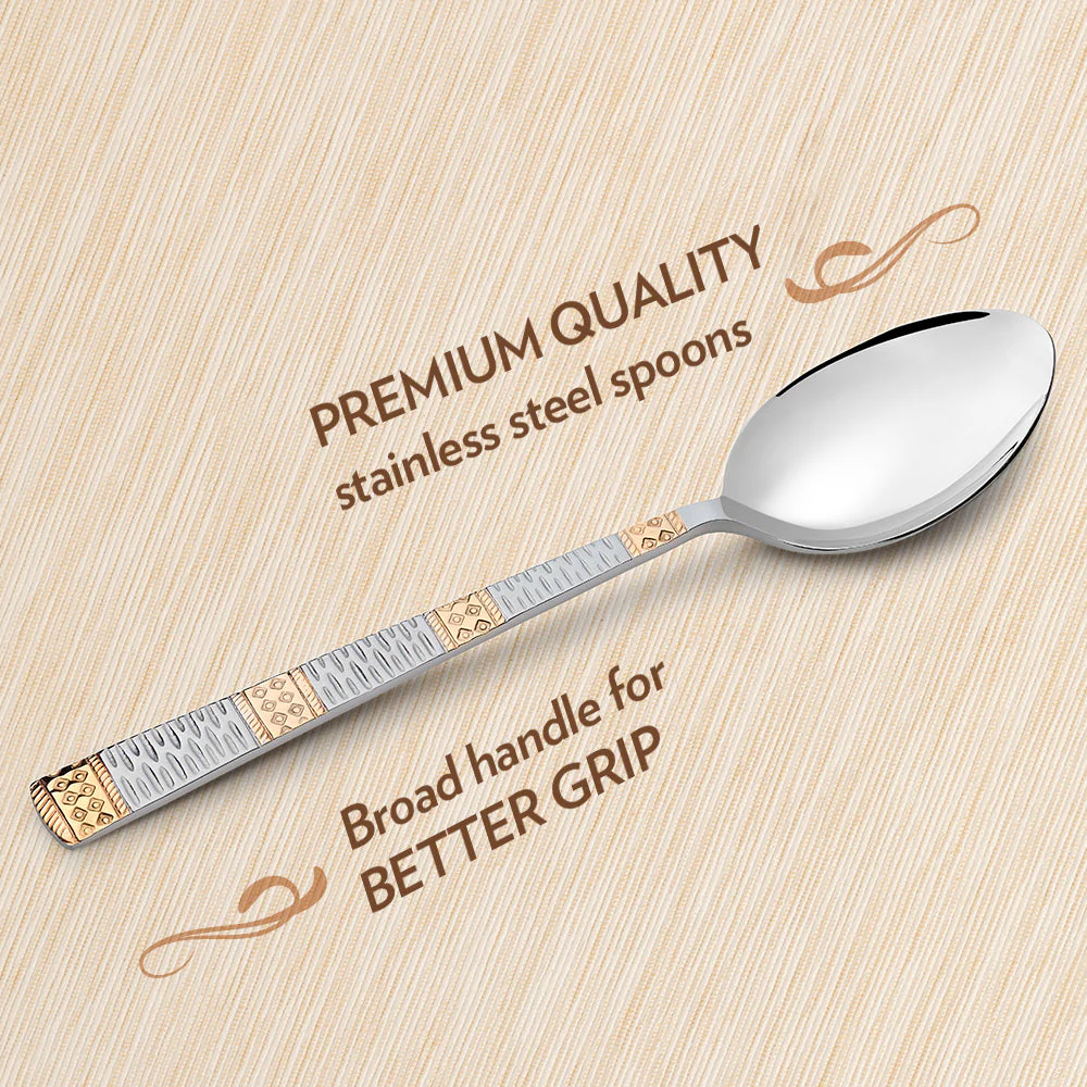 Borosil Gold Dinner Spoon, Set of 6-18.3 cm