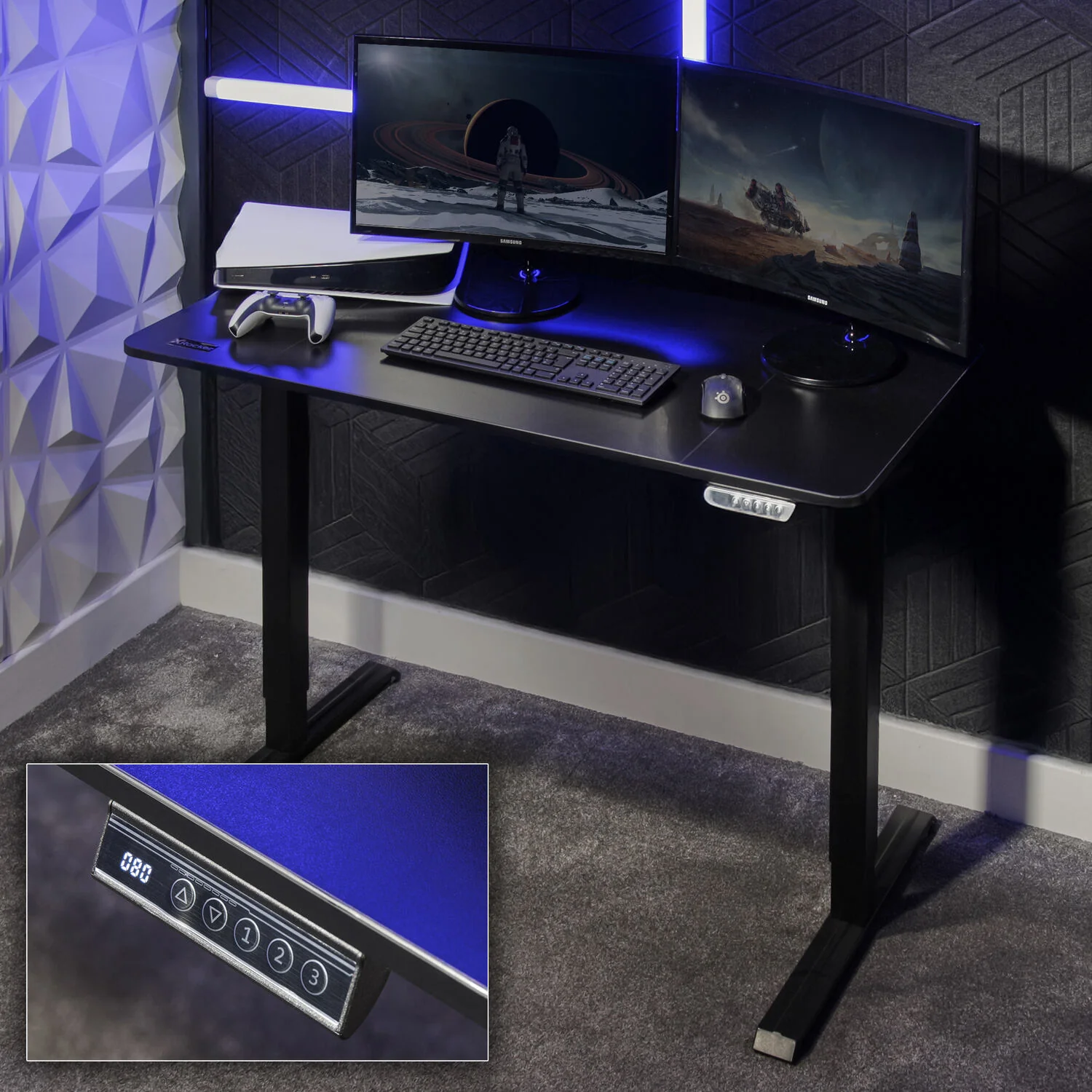 Ascend 120cm Electric Height Adjustable Gaming Desk - Black