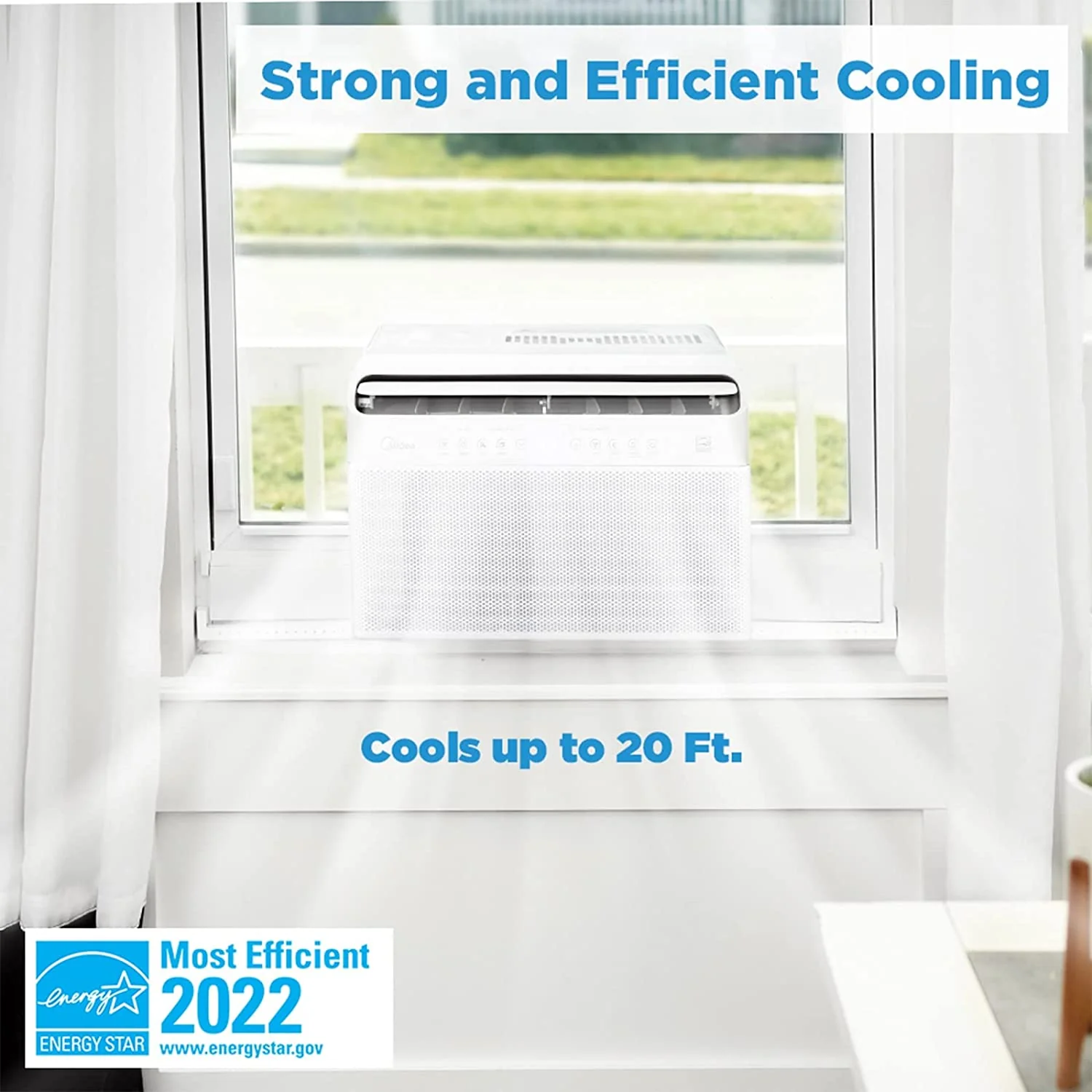Smart Inverter Window Air Conditioner, Cools up to 350 Sq. Ft. 35% Energy Savings, Remote Control