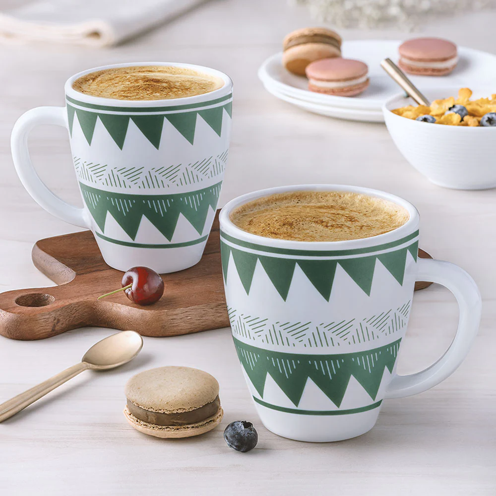 Larah by Borosil Tri Wave Mug Set, 400ml x 2