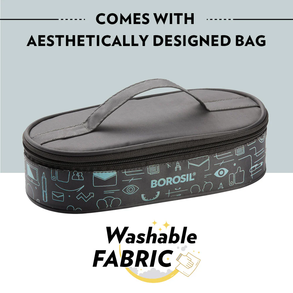 Borosil Carryfresh Lunchbox, Set of 2, Flat (Medium), 180ml