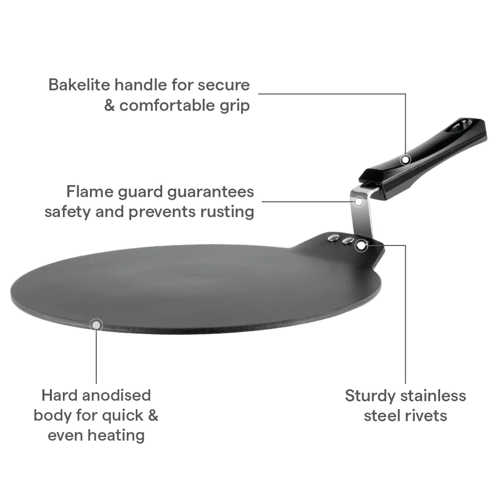 Hard Anodized Induction Base Non-Stick Dosa Tawa, 28 cm