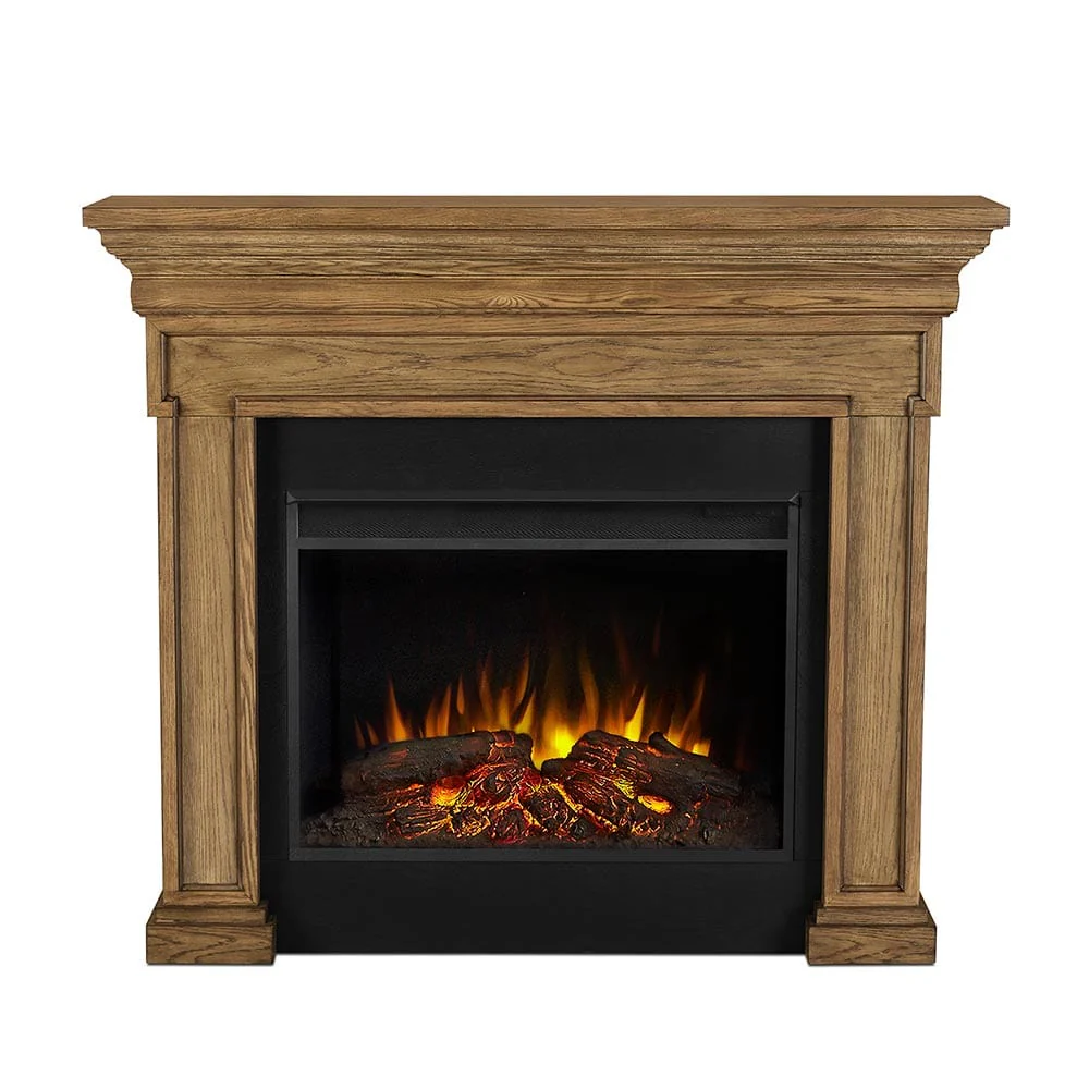 Emerson Grand Electric Fireplace Mantel Package in English Oak