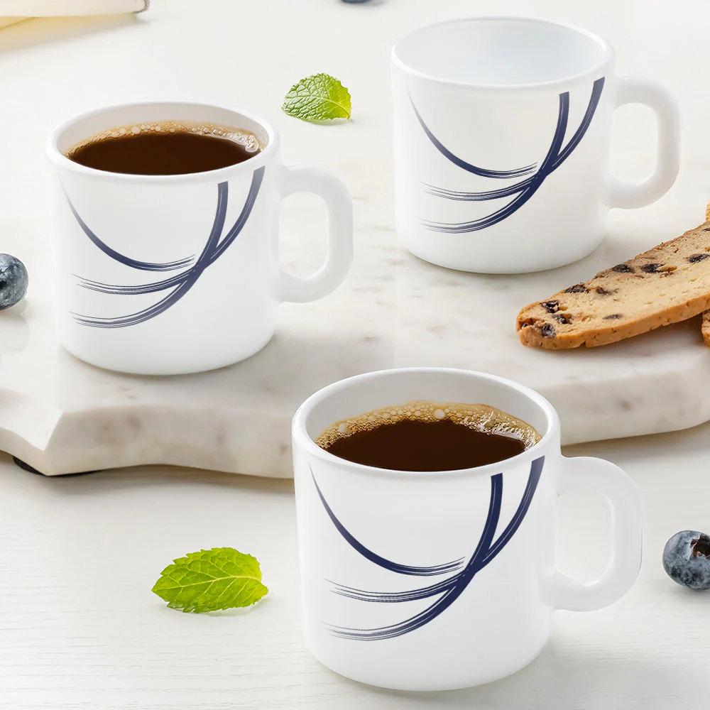 Larah by Borosil Indigo Stella Mug Set, 180ml x 12