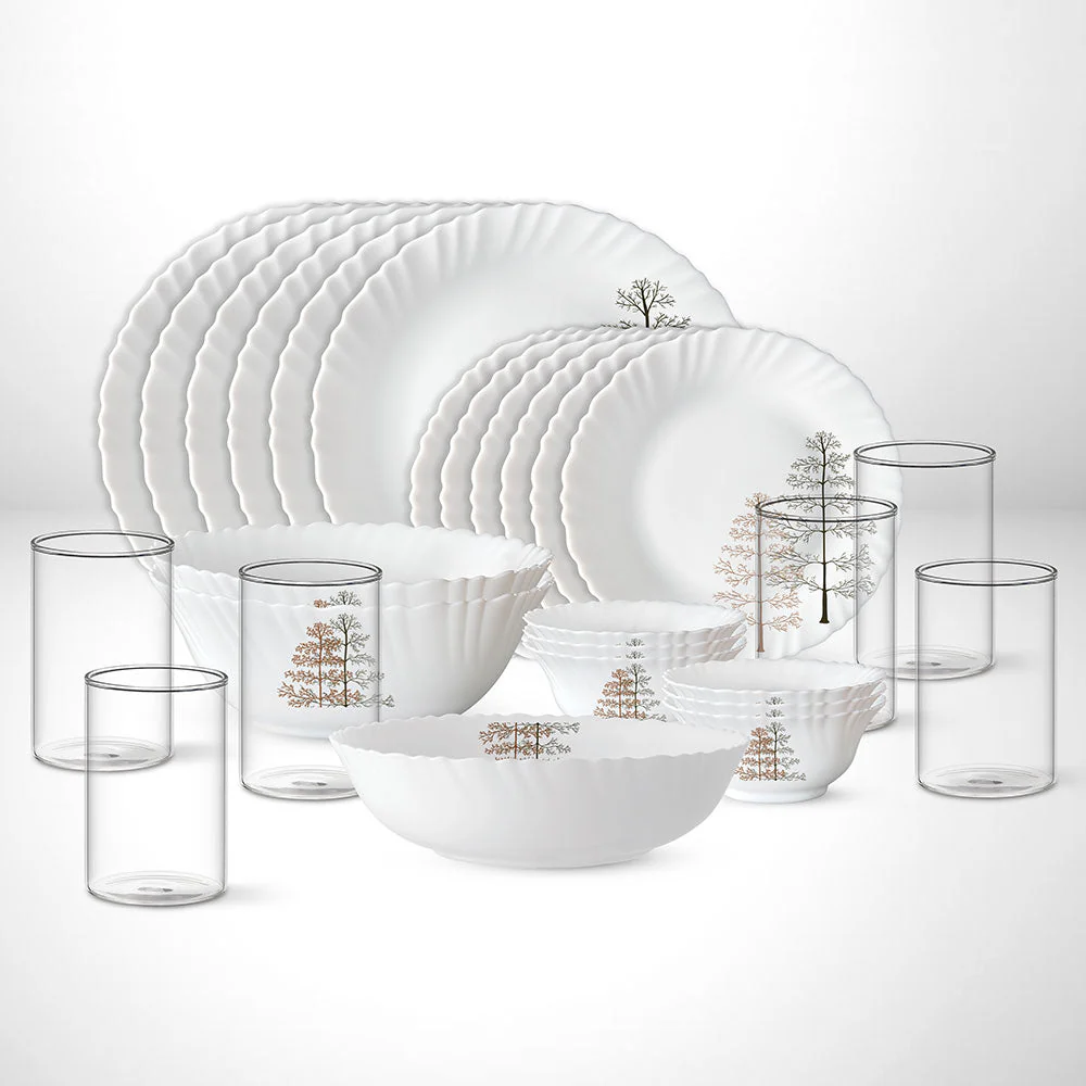 Larah by Borosil Pine Dinner Set, 12 pc