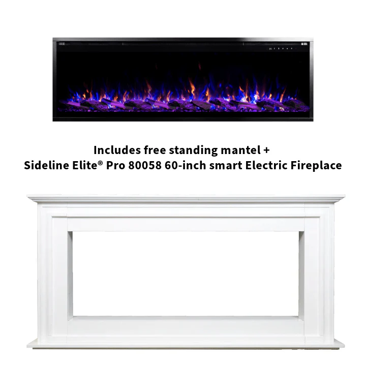 Sideline Elite Pro 60 Inch Smart Electric Fireplace with Encase Surround Mantel