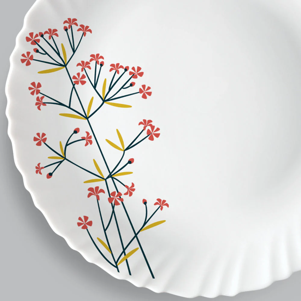 Larah by Borosil Red Bud Dinner Set, 39 pc